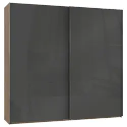 Schwebetürenschrank in Grau, Eichefarben