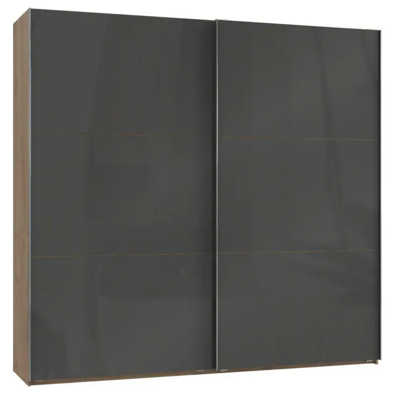 Schwebetürenschrank in Grau, Eichefarben