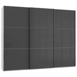 Schwebetürenschrank in Grau, Weiß