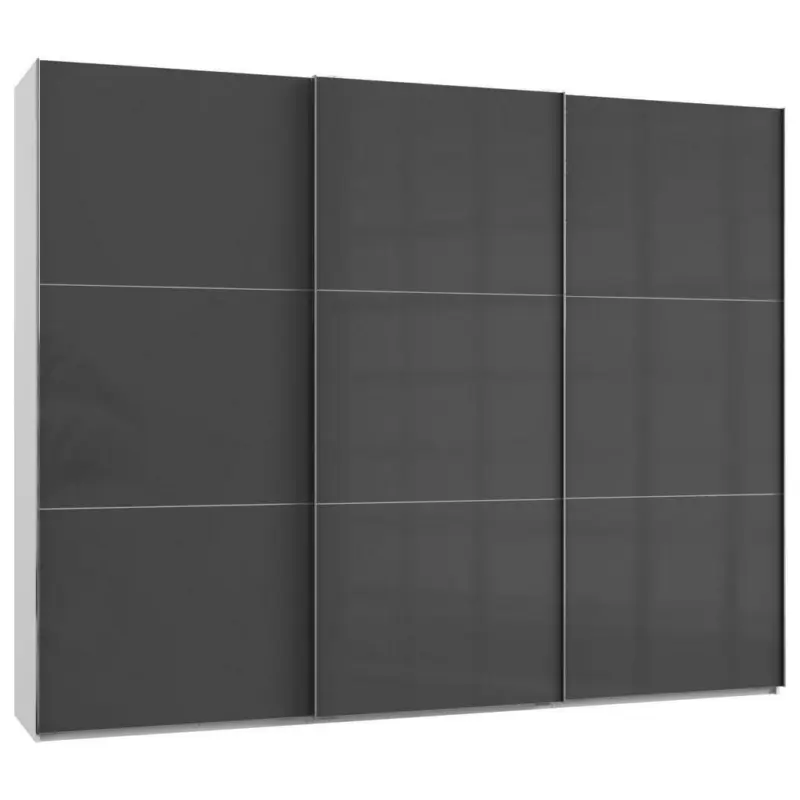 Schwebetürenschrank in Grau, Weiß