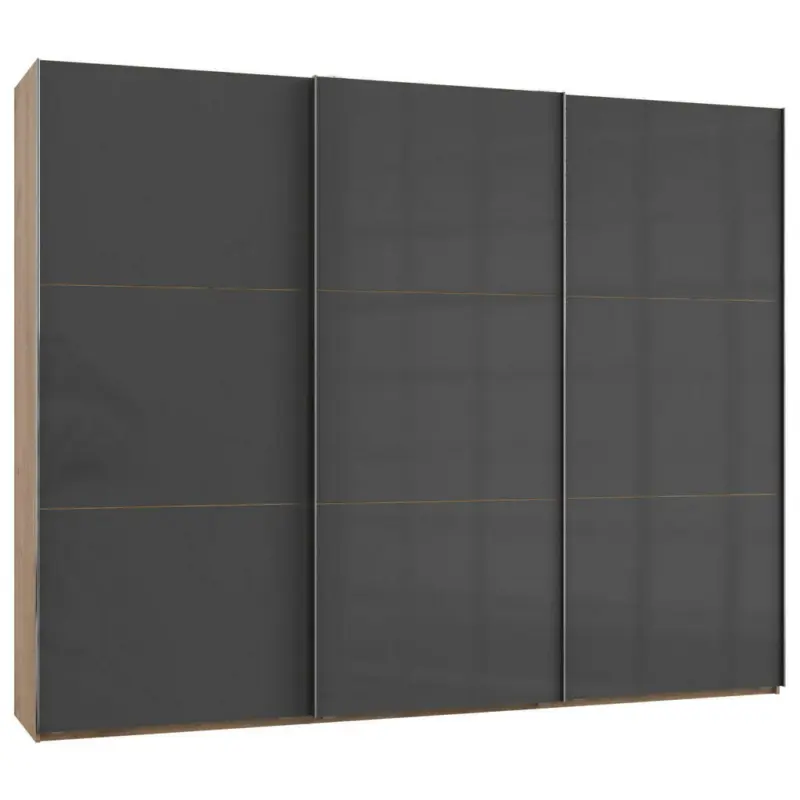 Schwebetürenschrank in Grau, Eichefarben