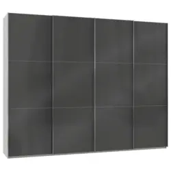Schwebetürenschrank in Grau, Weiß