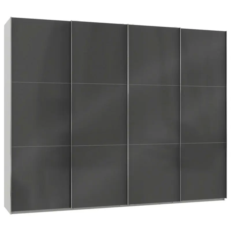 Schwebetürenschrank in Grau, Weiß