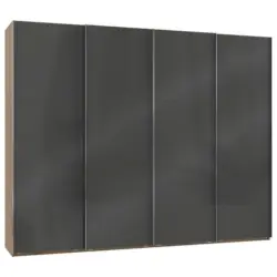 Schwebetürenschrank in Grau, Eichefarben