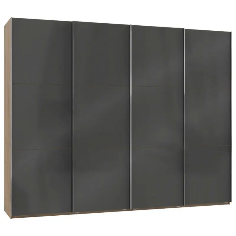 Schwebetürenschrank in Grau, Eichefarben