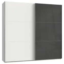 Schwebetürenschrank in Grau, Weiß