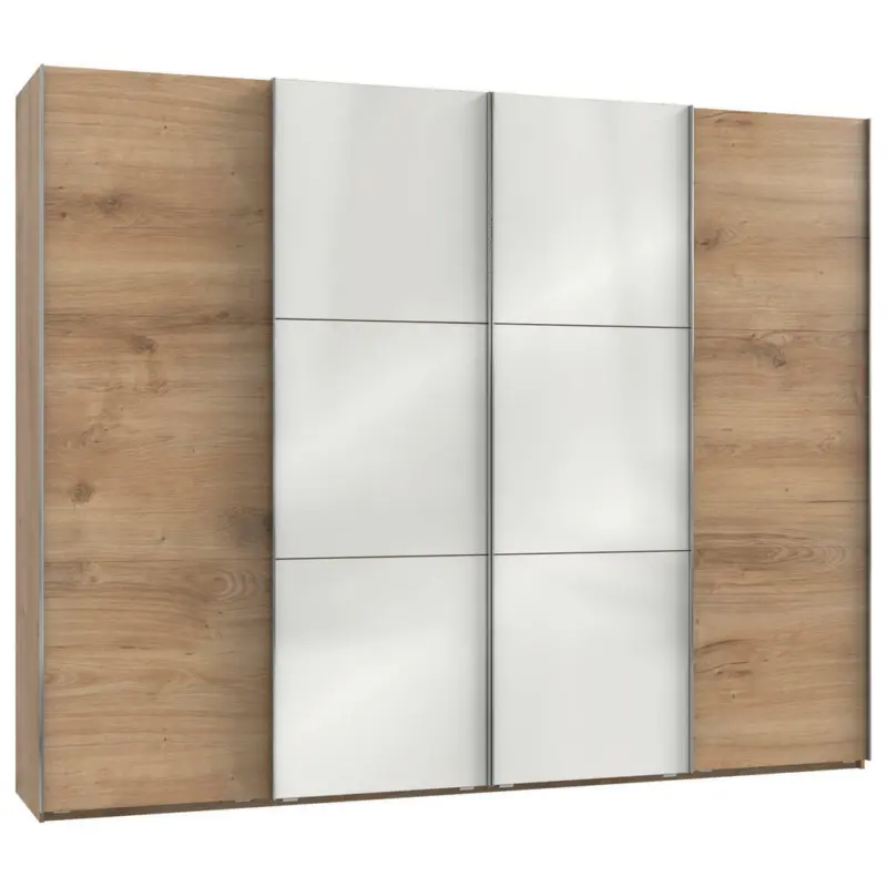 Schwebet&uuml;renschrank in Wei&szlig;, Eichefarben