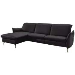 Ecksofa in Lederlook (vegan) Schwarz