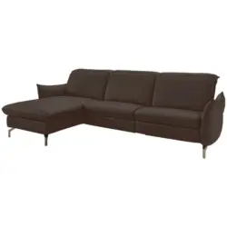 Ecksofa in Lederlook (vegan) Dunkelbraun