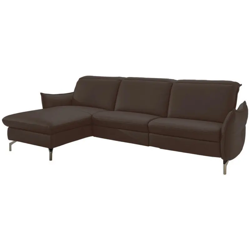 Ecksofa in Lederlook (vegan) Dunkelbraun