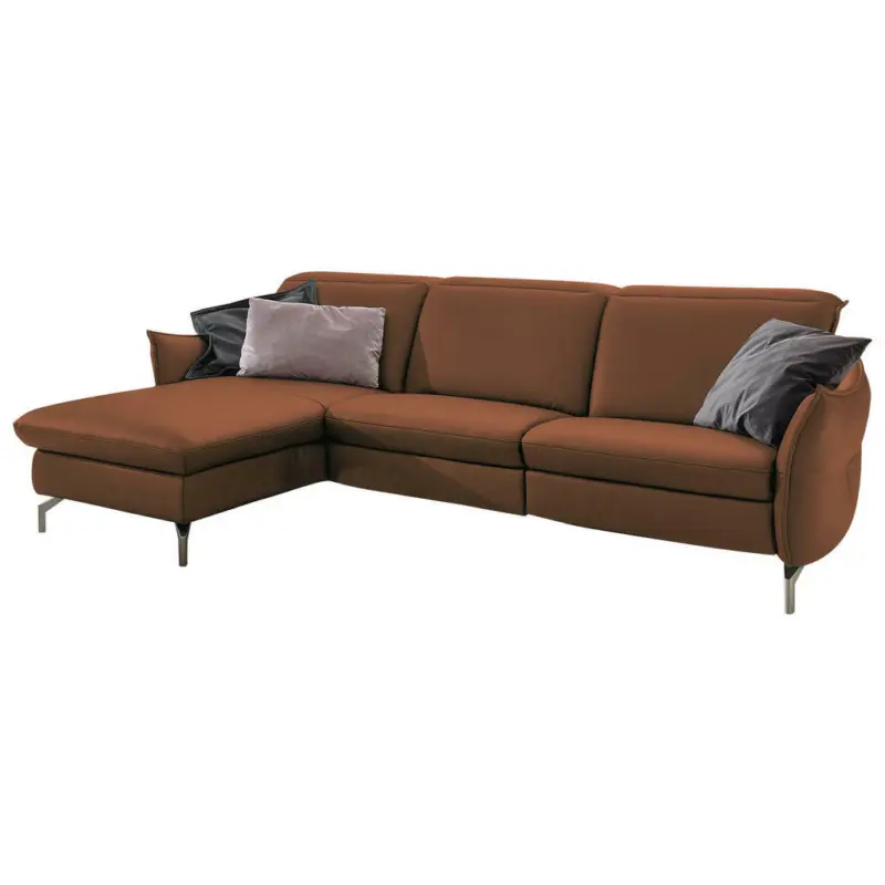 Ecksofa in Lederlook (vegan) Cognac