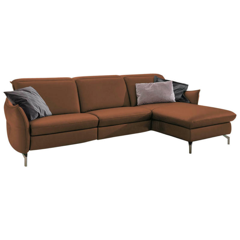 Ecksofa in Lederlook (vegan) Cognac