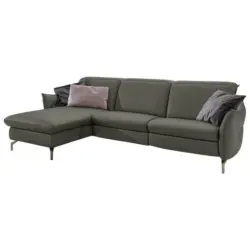 Ecksofa in Lederlook (vegan) Grau