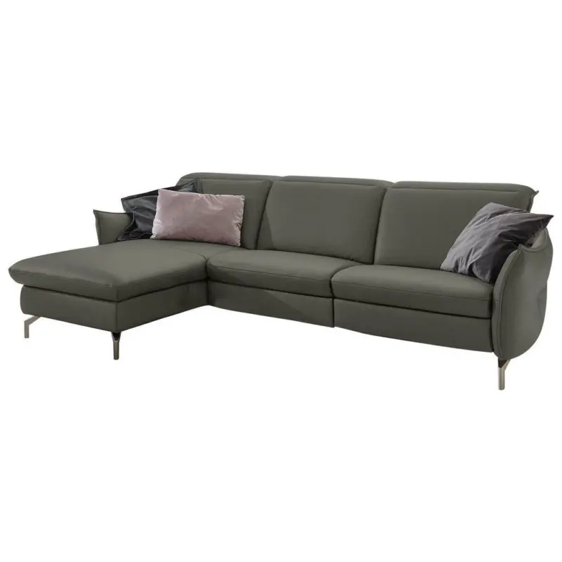 Ecksofa in Lederlook (vegan) Grau