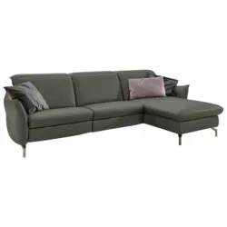 Ecksofa in Lederlook (vegan) Grau