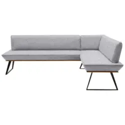 Eckbank 243/163 cm in Schwarz, Eichefarben, Hellgrau