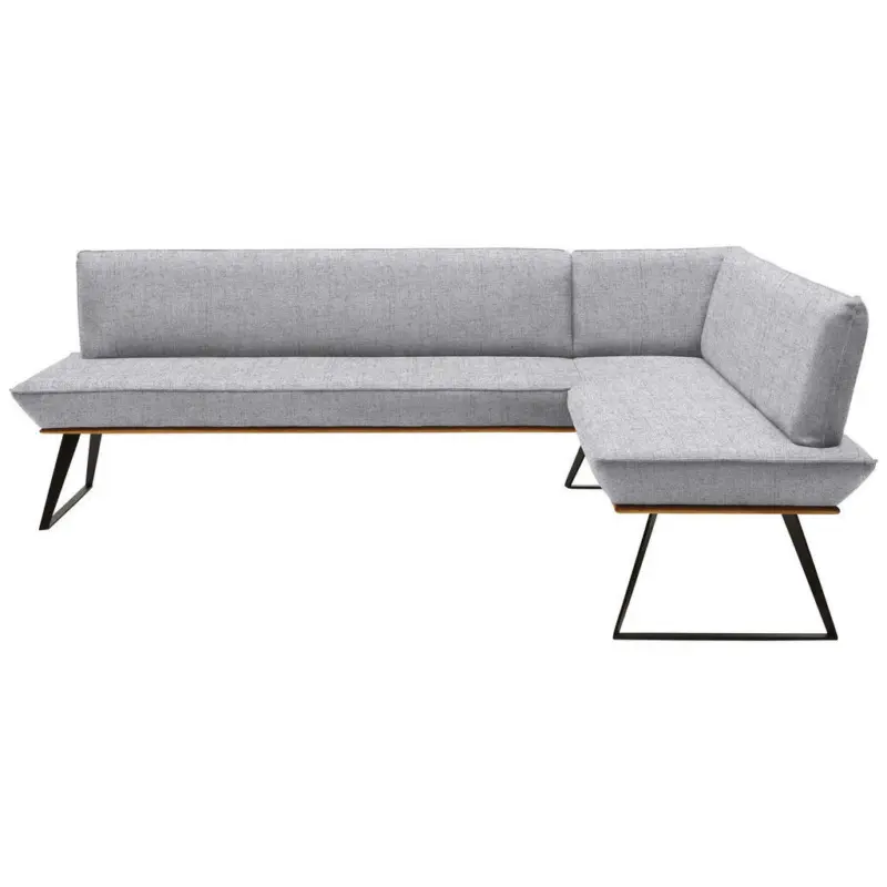 Eckbank 243/163 cm in Schwarz, Eichefarben, Hellgrau