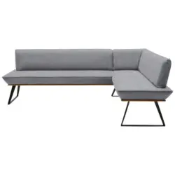 Eckbank 243/183 cm in Grau, Schwarz, Eichefarben