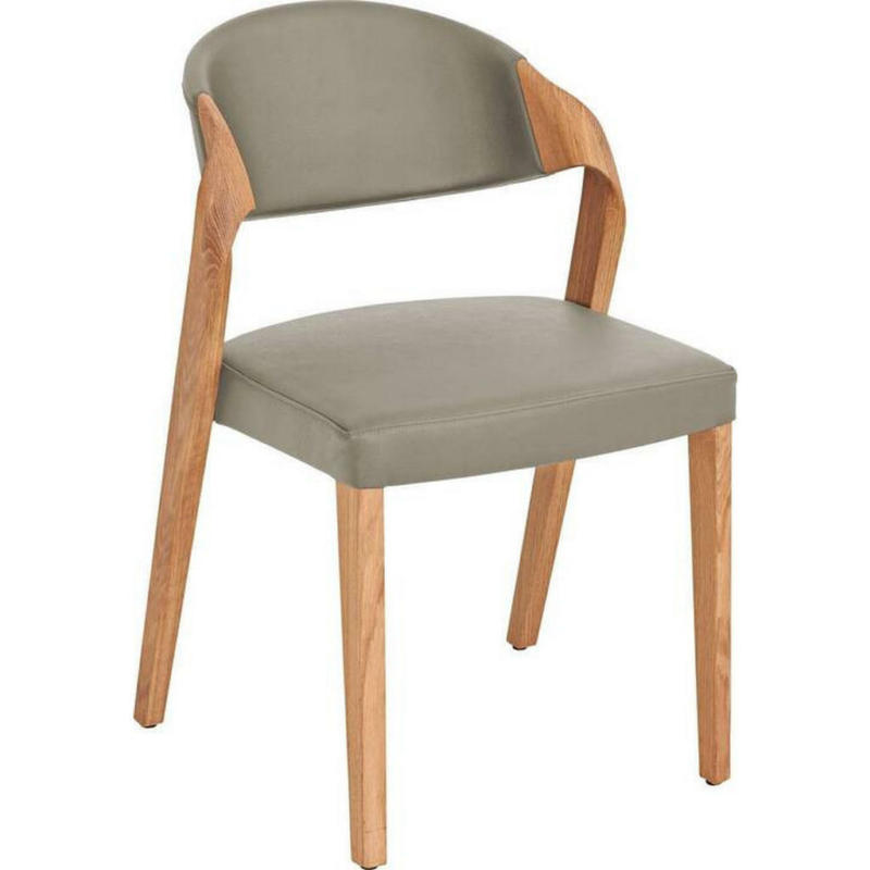 Stuhl in Holz, Leder Eichefarben, Hellbraun