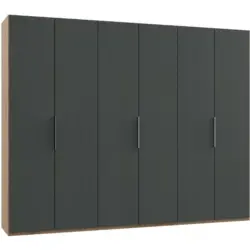 Drehtürenschrank in Graphitfarben, Eichefarben