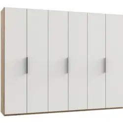 Dreht&uuml;renschrank in Wei&szlig;, Eichefarben