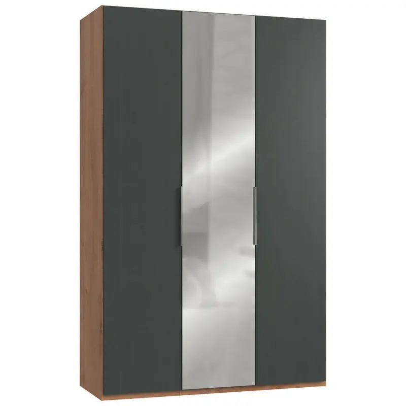 Drehtürenschrank in Graphitfarben, Eichefarben