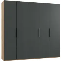 Drehtürenschrank in Graphitfarben, Eichefarben