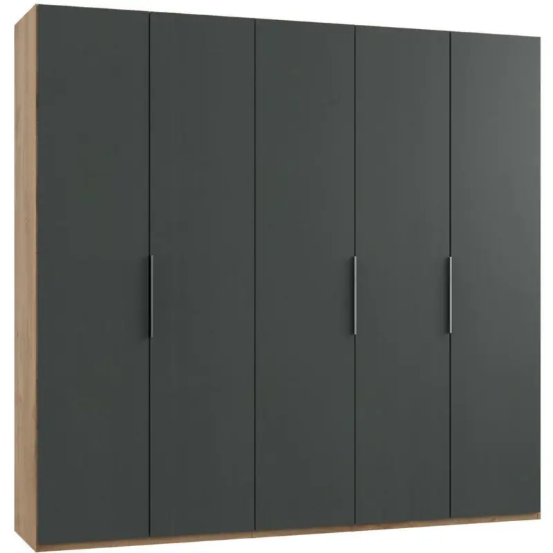 Drehtürenschrank in Graphitfarben, Eichefarben