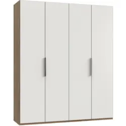 Drehtürenschrank in Weiß, Eichefarben