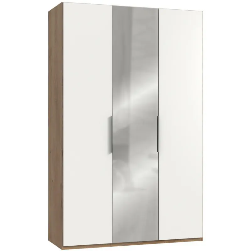 Drehtürenschrank in Weiß, Eichefarben