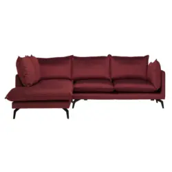 Ecksofa in Samt Bordeaux