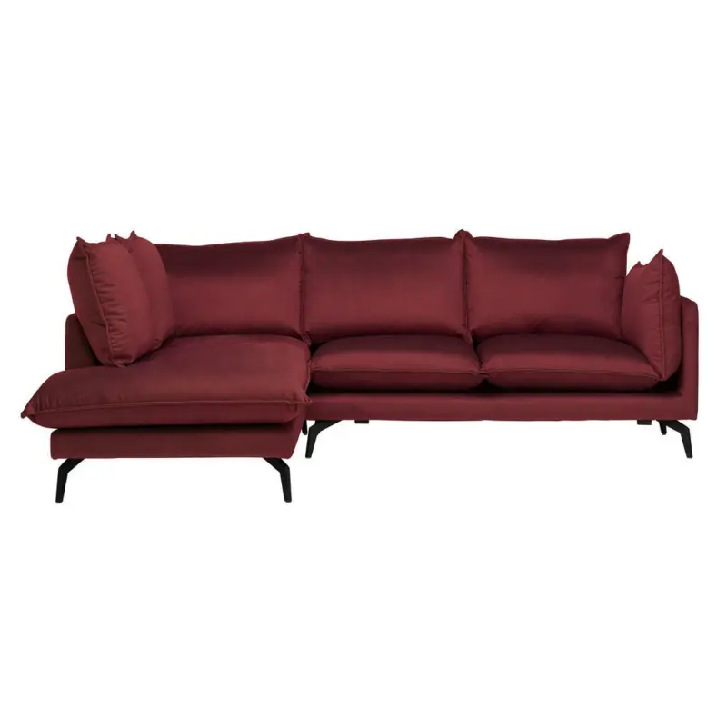 Ecksofa in Samt Bordeaux