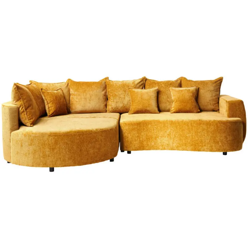Ecksofa in Chenille Goldfarben