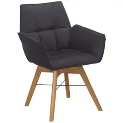 Armlehnstuhl in Holz, Textil Schwarz, Eichefarben