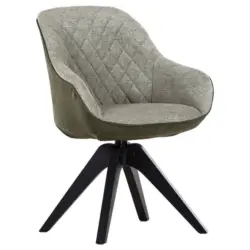 Armlehnstuhl in Holz, Textil Gr&uuml;n, Schwarz