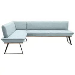 Eckbank 183/223 cm in Schwarz, Eichefarben, Hellblau