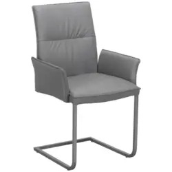 Armlehnstuhl in Edelstahl Echtleder pigmentiert