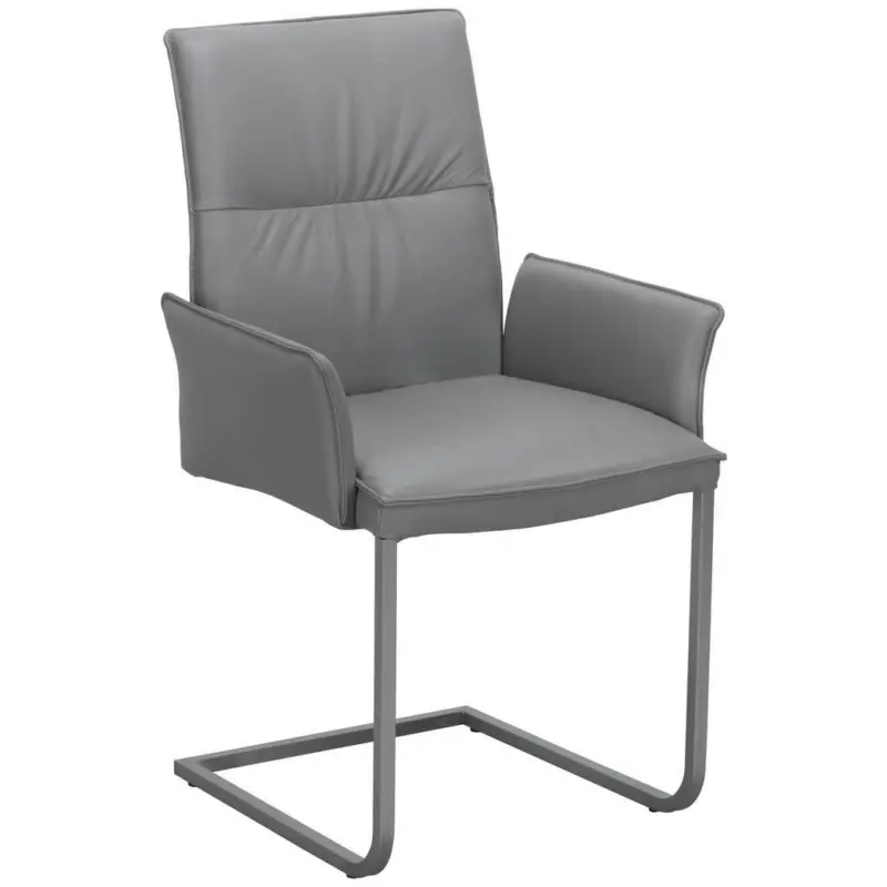 Armlehnstuhl in Edelstahl Echtleder pigmentiert