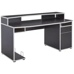 Gaming Tisch 170/65,3/90,8 cm in Anthrazit, Weiß