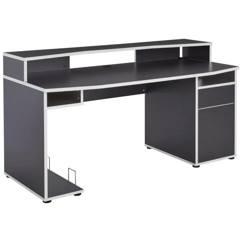 Gaming Tisch 170/65,3/90,8 cm in Anthrazit, Weiß