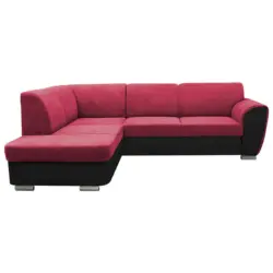 Ecksofa in Velours Rot, Schwarz
