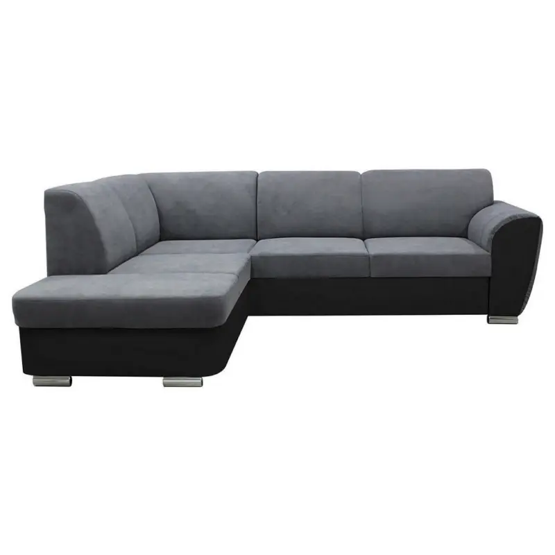 Ecksofa in Velours Grau, Schwarz