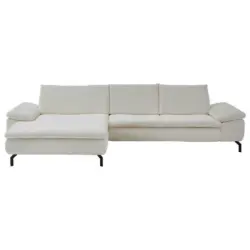 Ecksofa in Struktur Creme, Naturfarben
