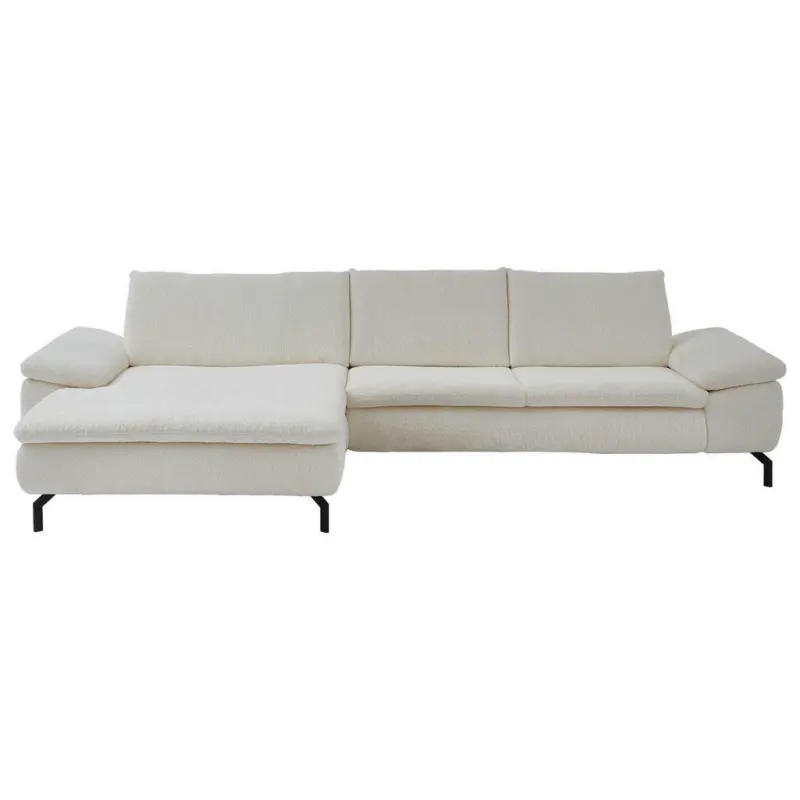 Ecksofa in Struktur Creme, Naturfarben
