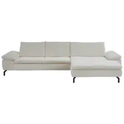 Ecksofa in Struktur Creme, Naturfarben
