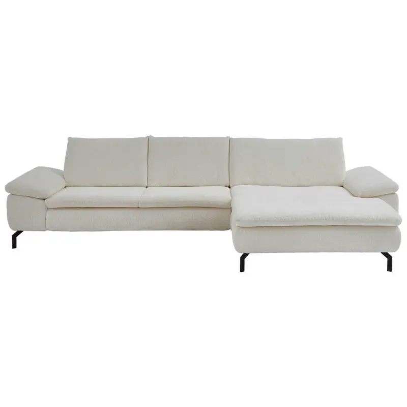 Ecksofa in Struktur Creme, Naturfarben