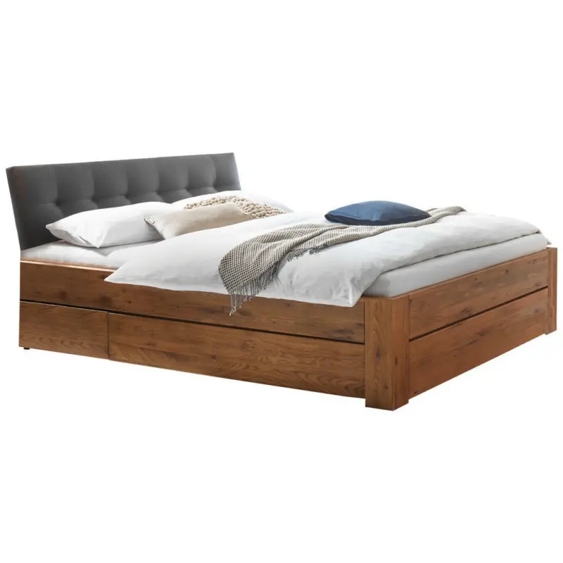 Stauraumbett 160/200 cm in Anthrazit, Eichefarben