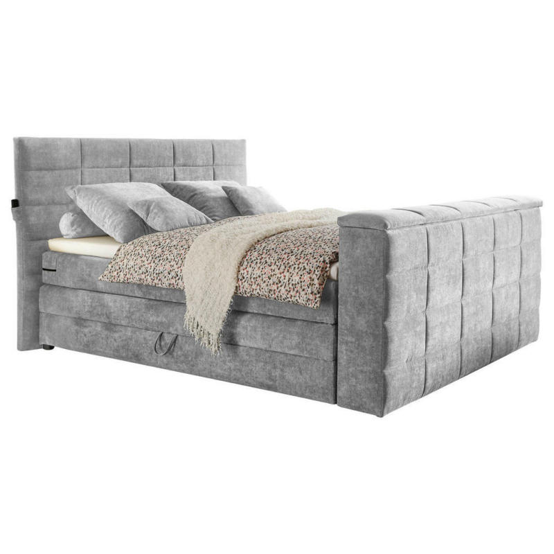 Boxspringbett 180/200 cm in Silberfarben