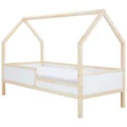 Hausbett 90/200 cm in Weiß, Fichtefarben