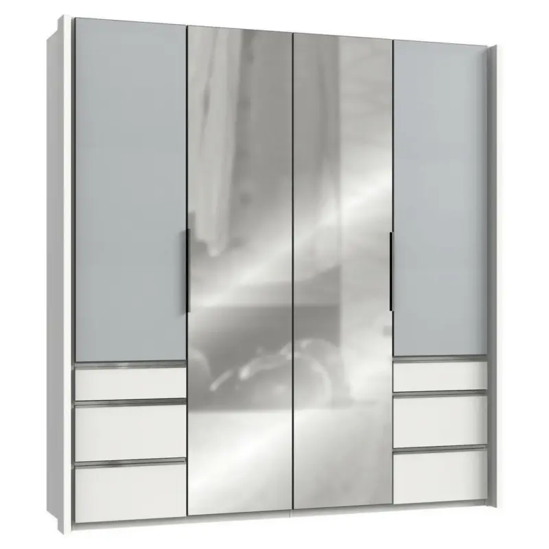 Drehtürenschrank in Weiß, Hellgrau